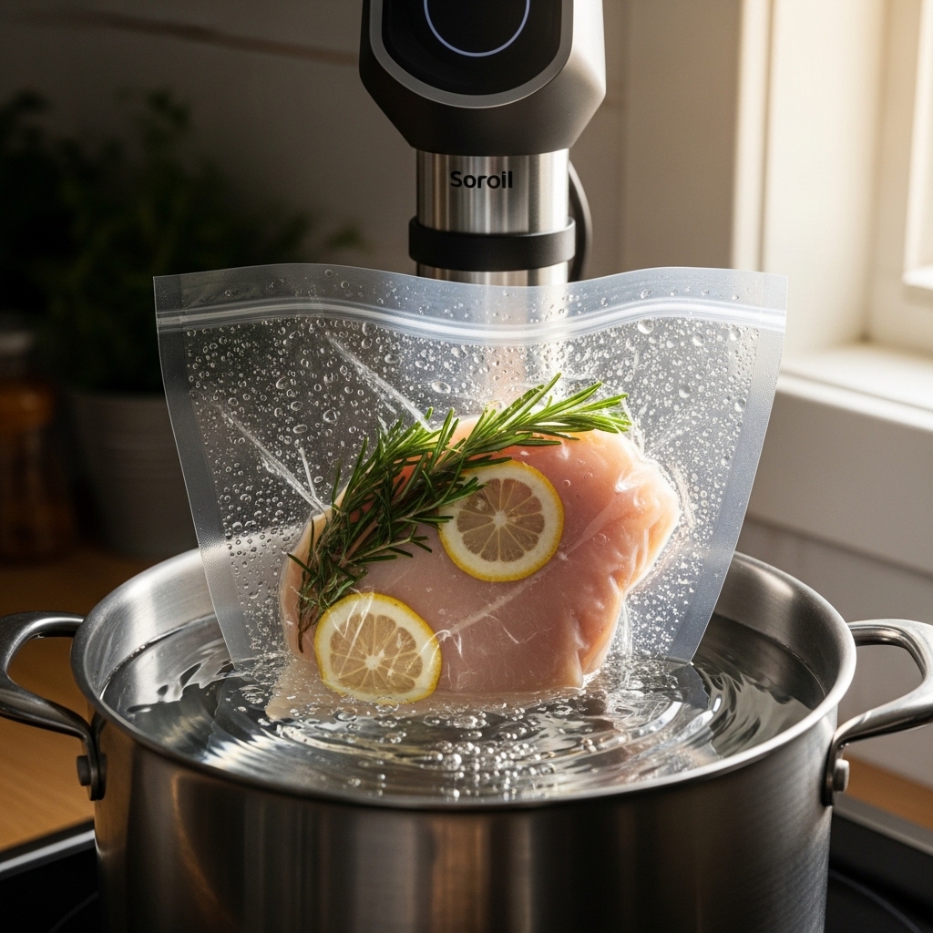 Máy sous vide kiểm soát nhiệt độ chính xác khi nấu trong nước